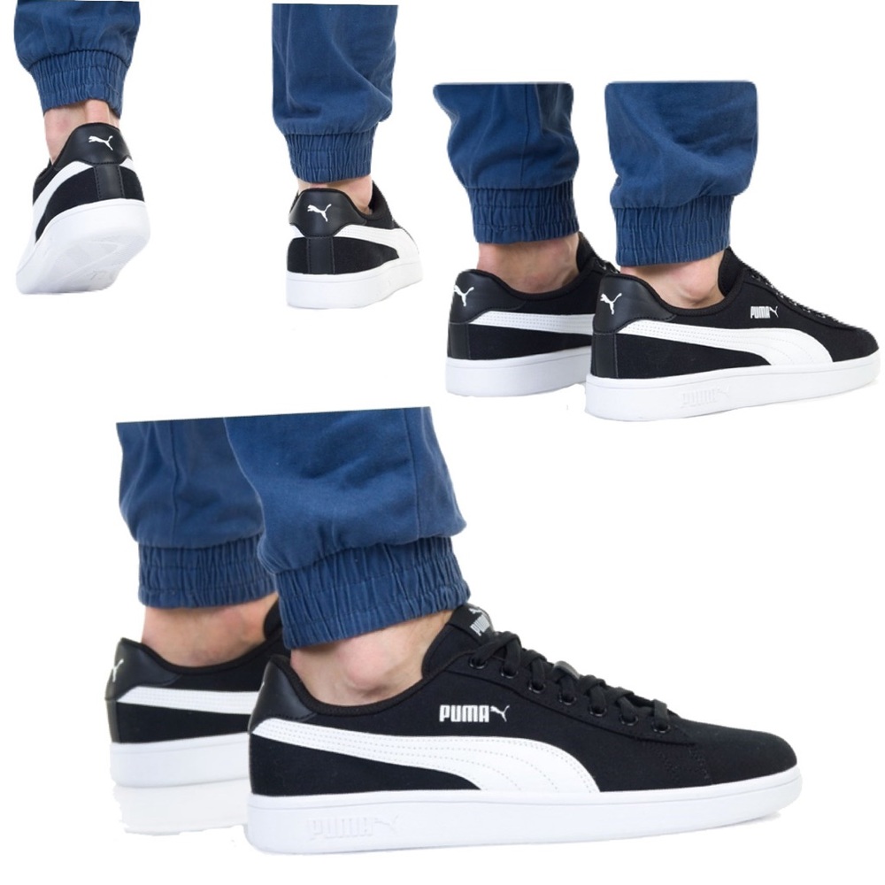 PUMA Smash V2 Sneaker 374513-04 Men's 8.5 Black and White